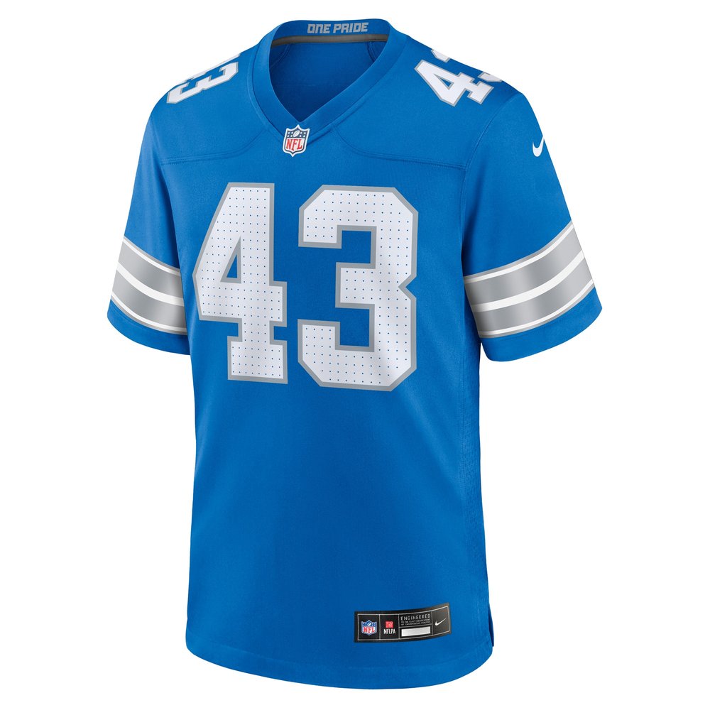 Men's Detroit Lions James Turner  Blue Game Jersey Men's Detroit Lions James Turner  Blue Game Jersey