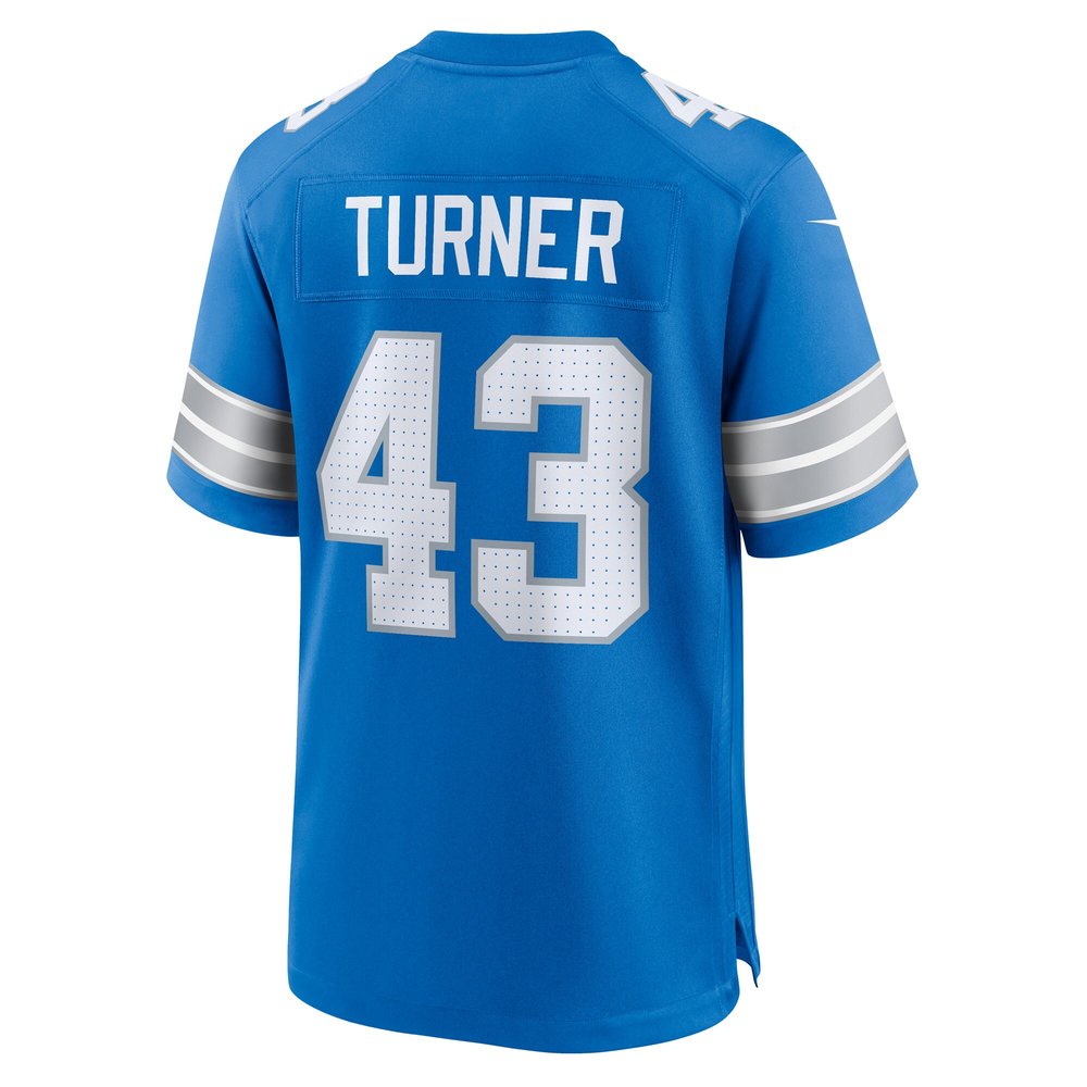 Men's Detroit Lions James Turner  Blue Game Jersey Men's Detroit Lions James Turner  Blue Game Jersey