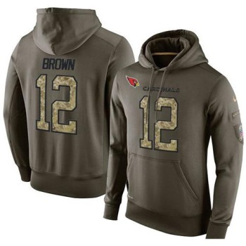 NFL Men's Arizona Cardinals #12 John Brown Stitched Green Olive Salute To Service KO Performance Hoodie NFL Men's Arizona Cardinals #12 John Brown Stitched Green Olive Salute To Service KO Performance Hoodie