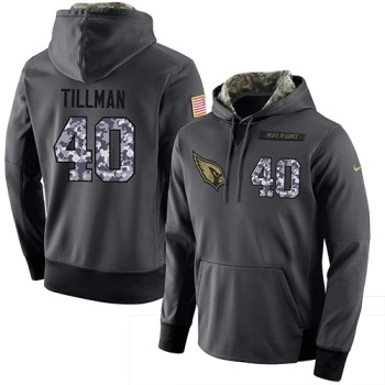 NFL Men's Arizona Cardinals #40 Pat Tillman Stitched Black Anthracite Salute to Service Player Performance Hoodie NFL Men's Arizona Cardinals #40 Pat Tillman Stitched Black Anthracite Salute to Service Player Performance Hoodie