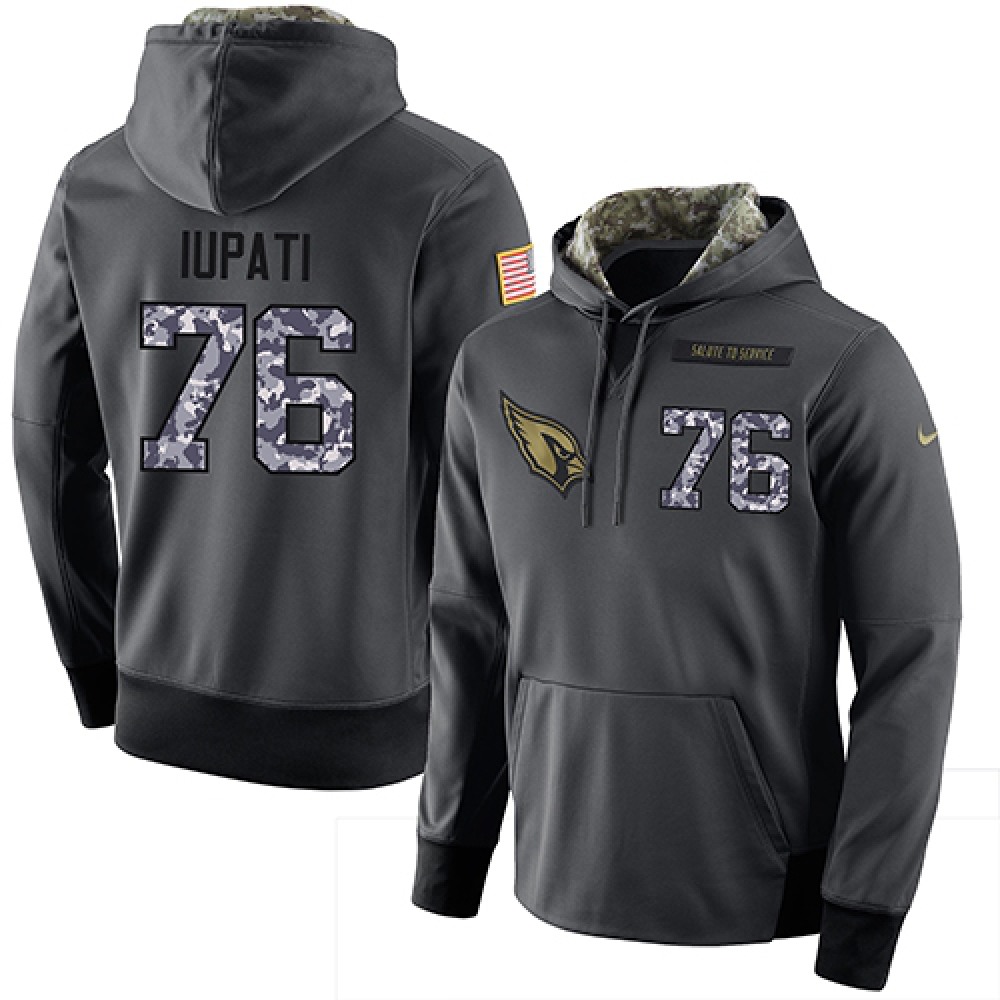 NFL Men's Arizona Cardinals #76 Mike Iupati Stitched Black Anthracite Salute to Service Player Performance Hoodie