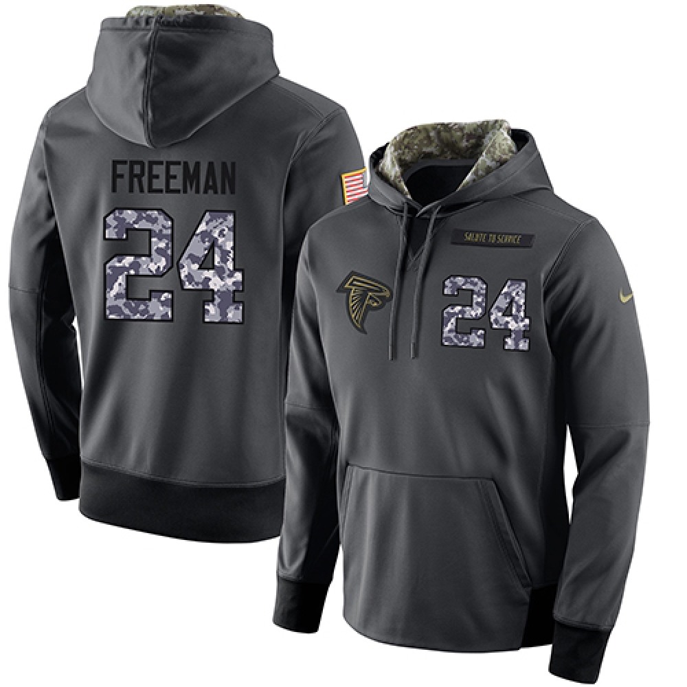 NFL Men's Atlanta Falcons #24 Devonta Freeman Stitched Black Anthracite Salute to Service Player Performance Hoodie