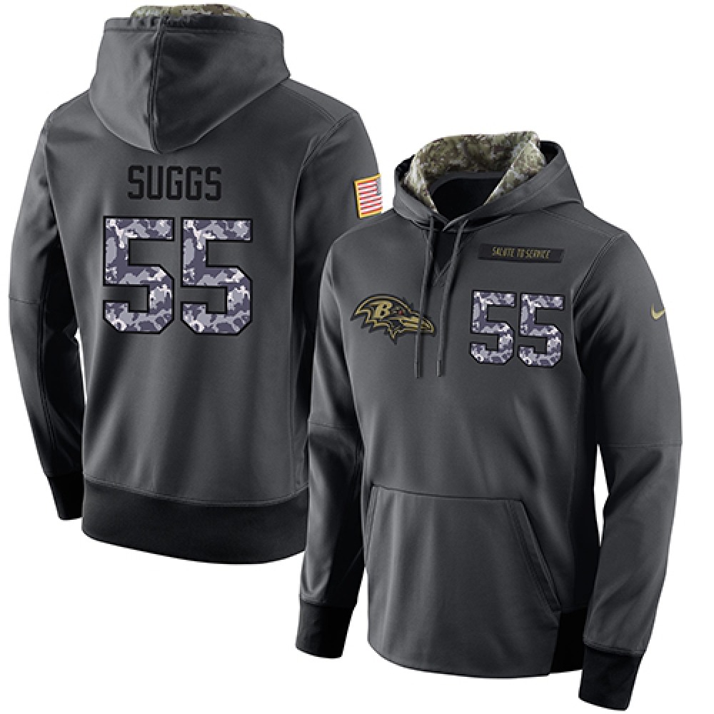 NFL Men's Baltimore Ravens #55 Terrell Suggs Stitched Black Anthracite Salute to Service Player Performance Hoodie