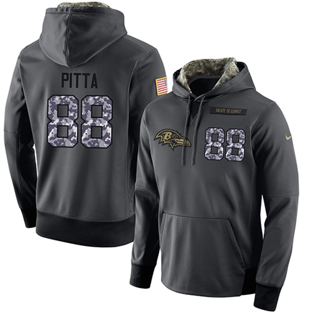 NFL Men's Baltimore Ravens #88 Dennis Pitta Stitched Black Anthracite Salute to Service Player Performance Hoodie