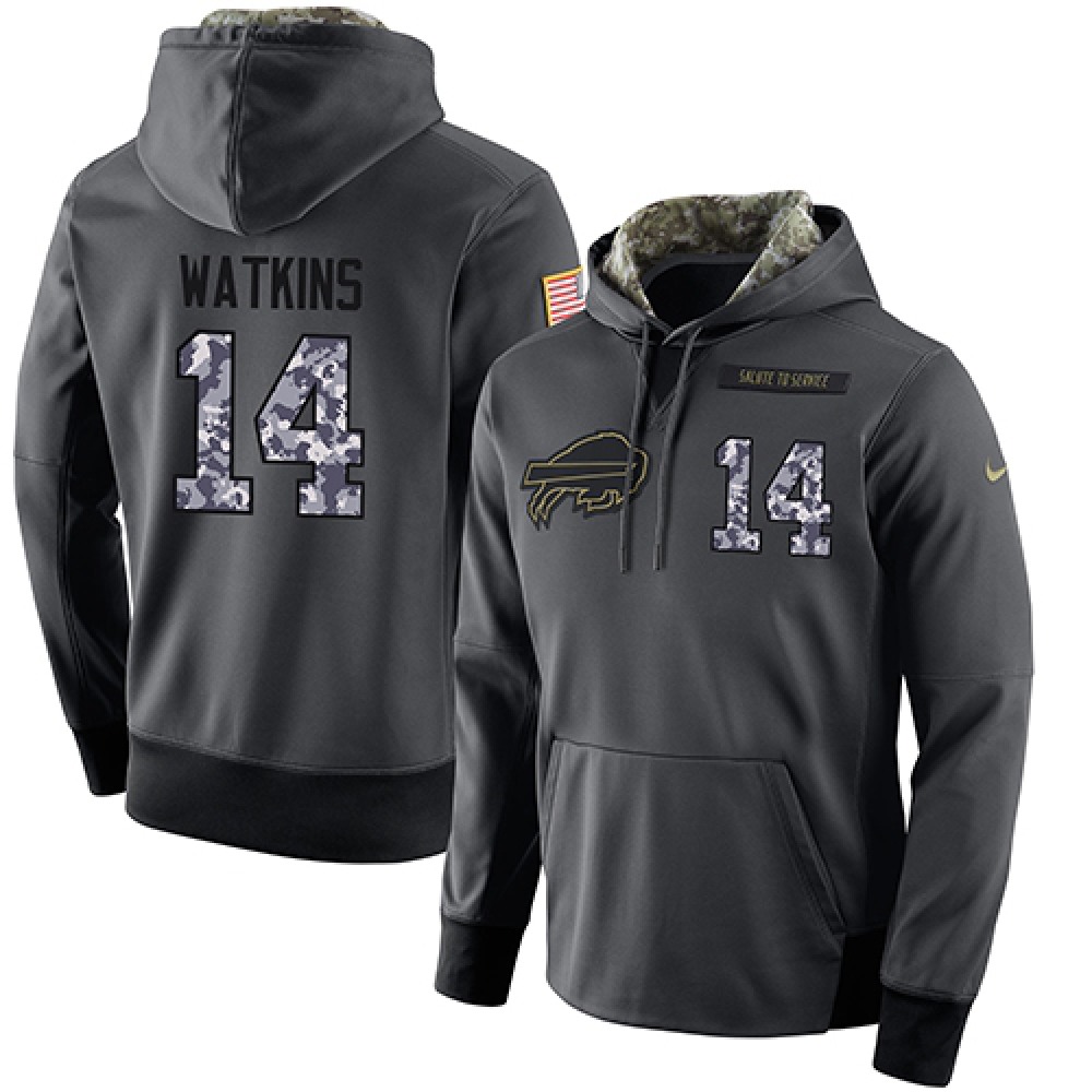 NFL Men's Buffalo Bills #14 Sammy Watkins Stitched Black Anthracite Salute to Service Player Performance Hoodie