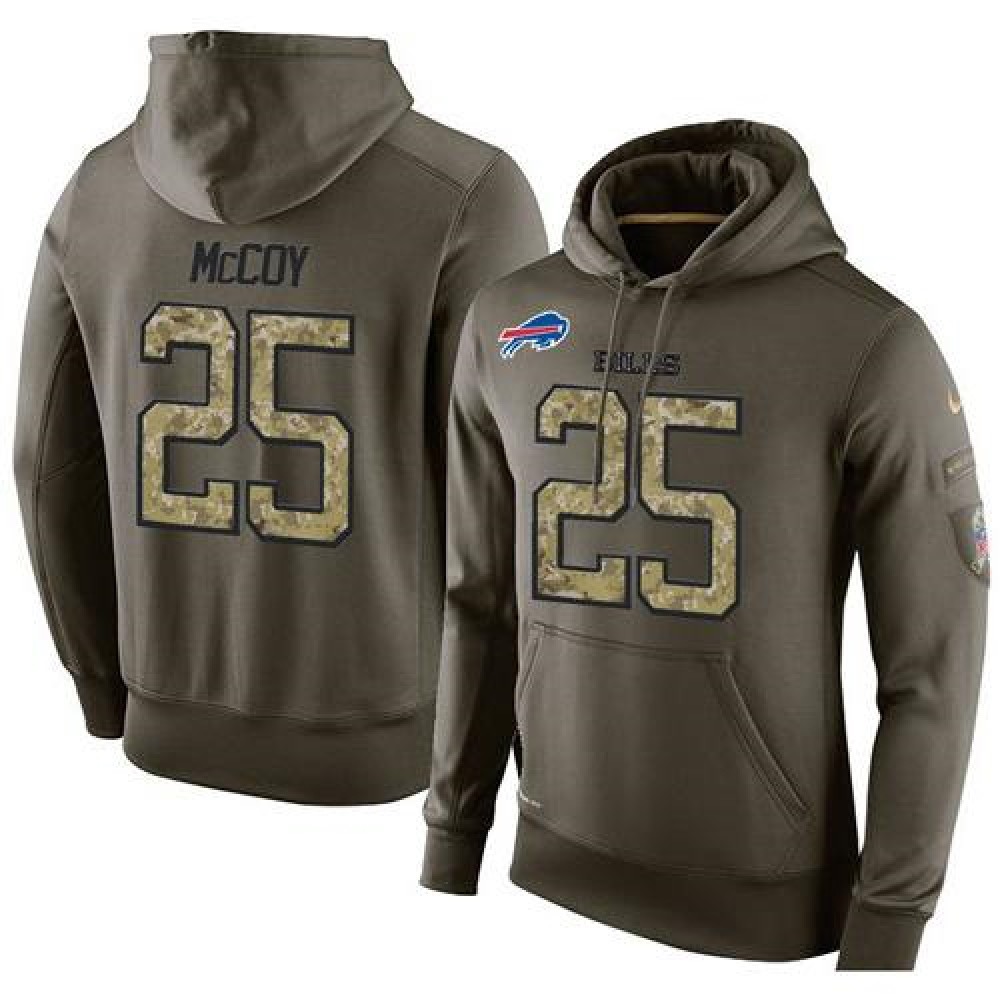 NFL Men's Buffalo Bills #25 LeSean McCoy Stitched Green Olive Salute To Service KO Performance Hoodie
