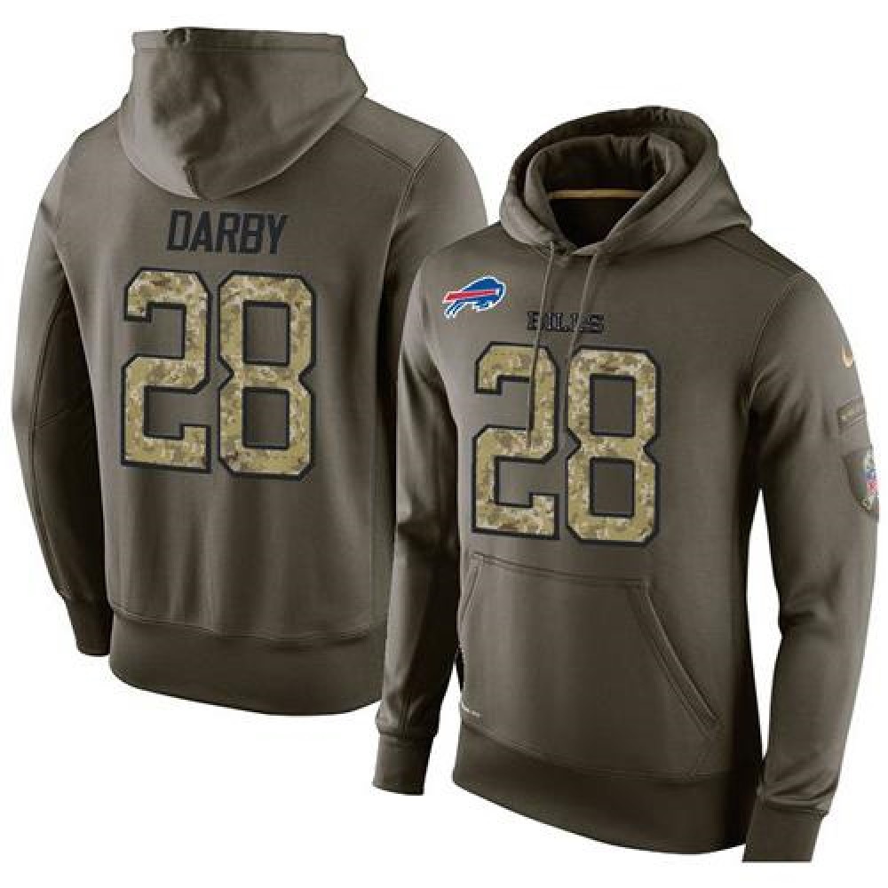 NFL Men's Buffalo Bills #28 Ronald Darby Stitched Green Olive Salute To Service KO Performance Hoodie