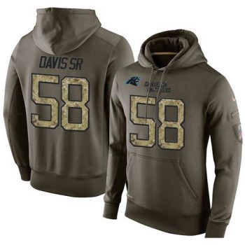 NFL Men's Carolina Panthers #58 Thomas Davis Sr Stitched Green Olive Salute To Service KO Performance Hoodie NFL Men's Carolina Panthers #58 Thomas Davis Sr Stitched Green Olive Salute To Service KO Performance Hoodie