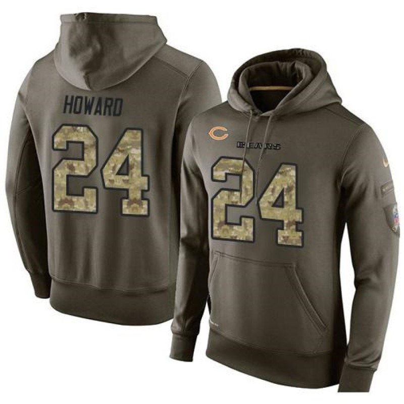 NFL Men's Chicago Bears #24 Jordan Howard Stitched Green Olive Salute To Service KO Performance Hoodie