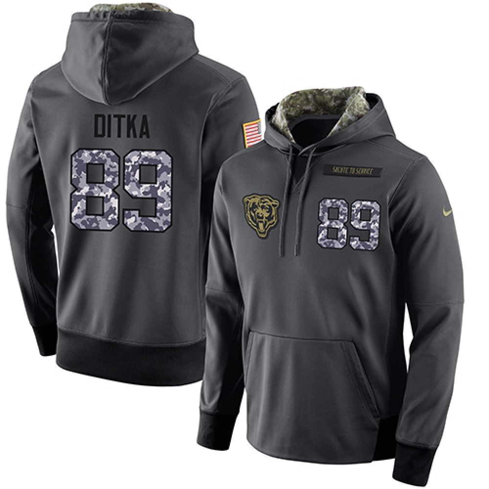 NFL Men's Chicago Bears #89 Mike Ditka Stitched Black Anthracite Salute to Service Player Performance Hoodie