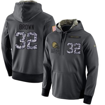 NFL Men's Cleveland Browns #32 Jim Brown Stitched Black Anthracite Salute to Service Player Performance Hoodie NFL Men's Cleveland Browns #32 Jim Brown Stitched Black Anthracite Salute to Service Player Performance Hoodie