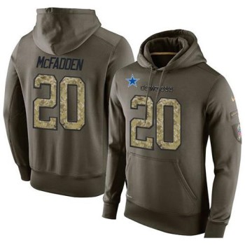 NFL Men's Dallas Cowboys #20 Darren McFadden Stitched Green Olive Salute To Service KO Performance Hoodie NFL Men's Dallas Cowboys #20 Darren McFadden Stitched Green Olive Salute To Service KO Performance Hoodie