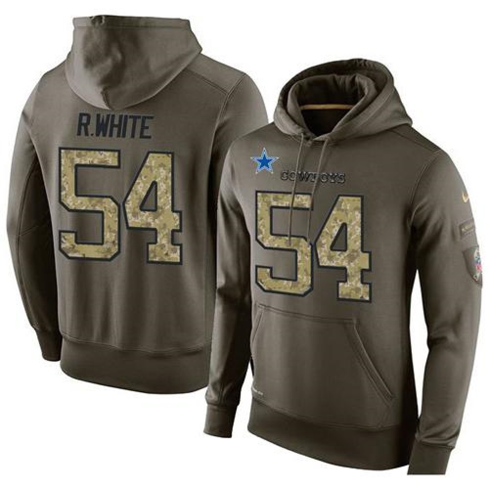 NFL Men's Dallas Cowboys #54 Randy White Stitched Green Olive Salute To Service KO Performance Hoodie