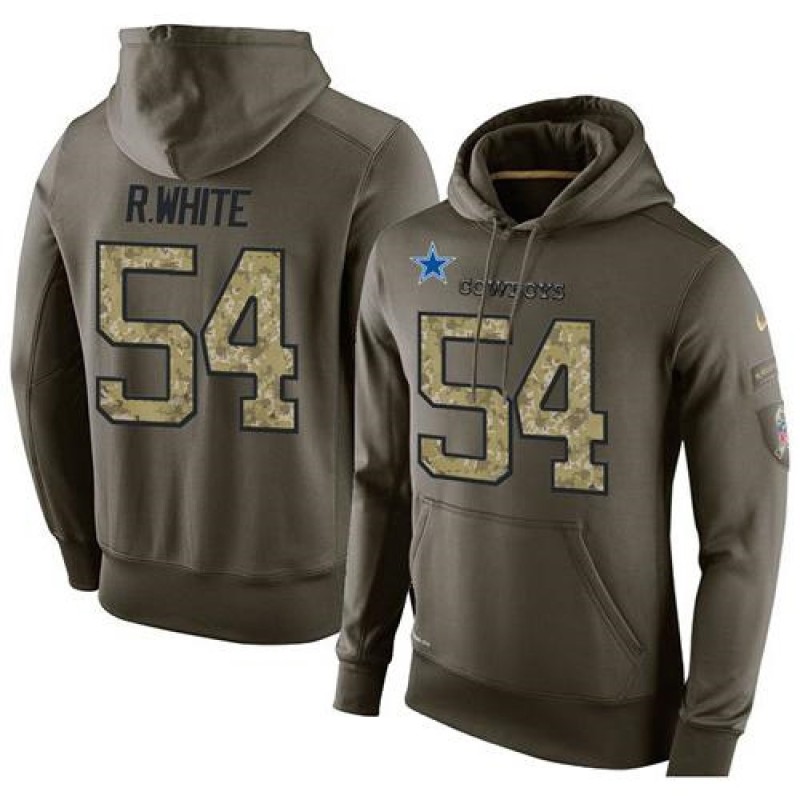 NFL Men's Nike Dallas Cowboys #54 Randy White Stitched Green Olive Salute To Service KO Performance Hoodie NFL Men's Nike Dallas Cowboys #54 Randy White Stitched Green Olive Salute To Service KO Performance Hoodie
