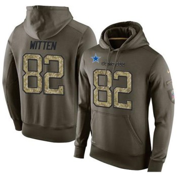NFL Men's Dallas Cowboys #82 Jason Witten Stitched Green Olive Salute To Service KO Performance Hoodie NFL Men's Dallas Cowboys #82 Jason Witten Stitched Green Olive Salute To Service KO Performance Hoodie