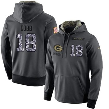 NFL Men's Green Bay Packers #18 Randall Cobb Stitched Black Anthracite Salute to Service Player Performance Hoodie