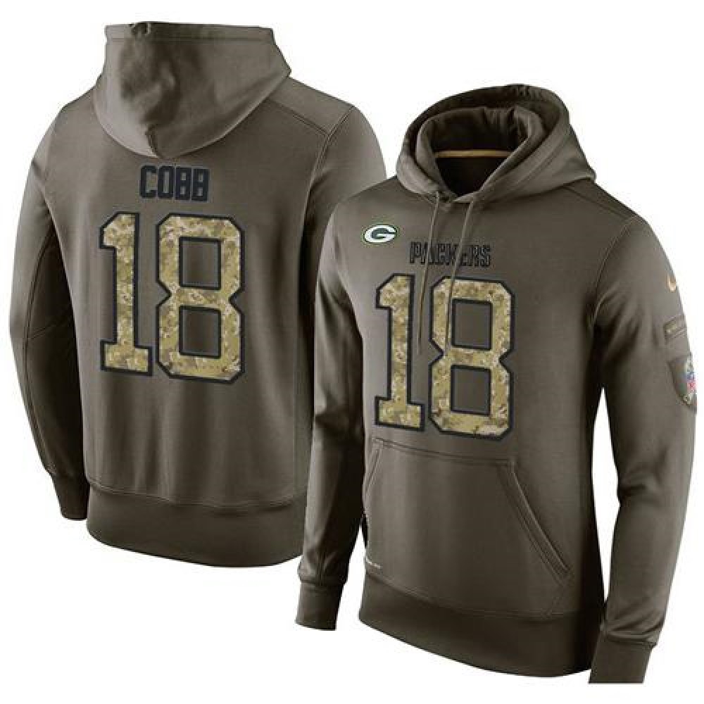 NFL Men's Green Bay Packers #18 Randall Cobb Stitched Green Olive Salute To Service KO Performance Hoodie