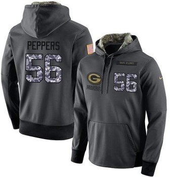 NFL Men's Green Bay Packers #56 Julius Peppers Stitched Black Anthracite Salute to Service Player Performance Hoodie NFL Men's Green Bay Packers #56 Julius Peppers Stitched Black Anthracite Salute to Service Player Performance Hoodie