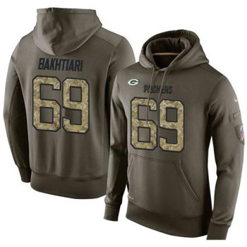 NFL Men's Green Bay Packers #69 David Bakhtiari Stitched Green Olive Salute To Service KO Performance Hoodie NFL Men's Green Bay Packers #69 David Bakhtiari Stitched Green Olive Salute To Service KO Performance Hoodie