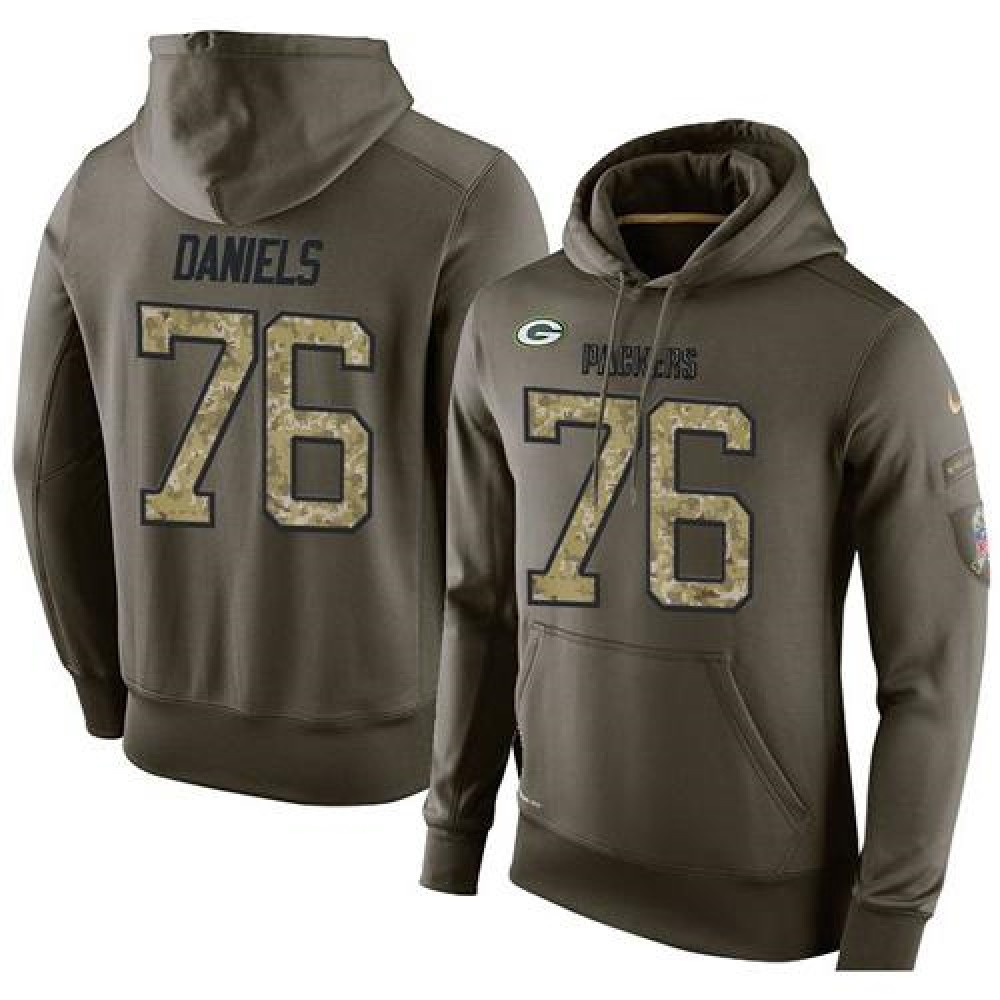 NFL Men's Green Bay Packers #76 Mike Daniels Stitched Green Olive Salute To Service KO Performance Hoodie