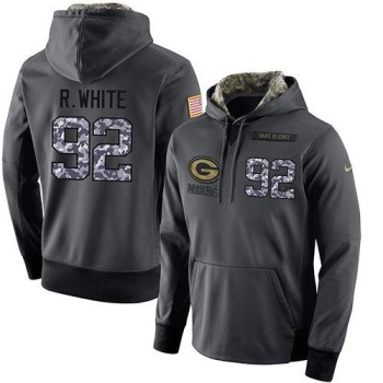 NFL Men's Green Bay Packers #92 Reggie White Stitched Black Anthracite Salute to Service Player Performance Hoodie NFL Men's Green Bay Packers #92 Reggie White Stitched Black Anthracite Salute to Service Player Performance Hoodie
