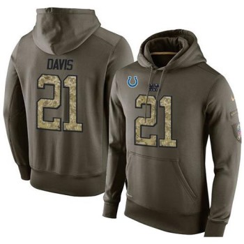 NFL Men's Indianapolis Colts #21 Vontae Davis Stitched Green Olive Salute To Service KO Performance Hoodie NFL Men's Indianapolis Colts #21 Vontae Davis Stitched Green Olive Salute To Service KO Performance Hoodie