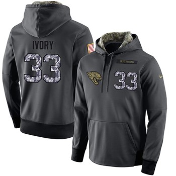 NFL Men's Jacksonville Jaguars #33 Chris Ivory Stitched Black Anthracite Salute to Service Player Performance Hoodie NFL Men's Jacksonville Jaguars #33 Chris Ivory Stitched Black Anthracite Salute to Service Player Performance Hoodie