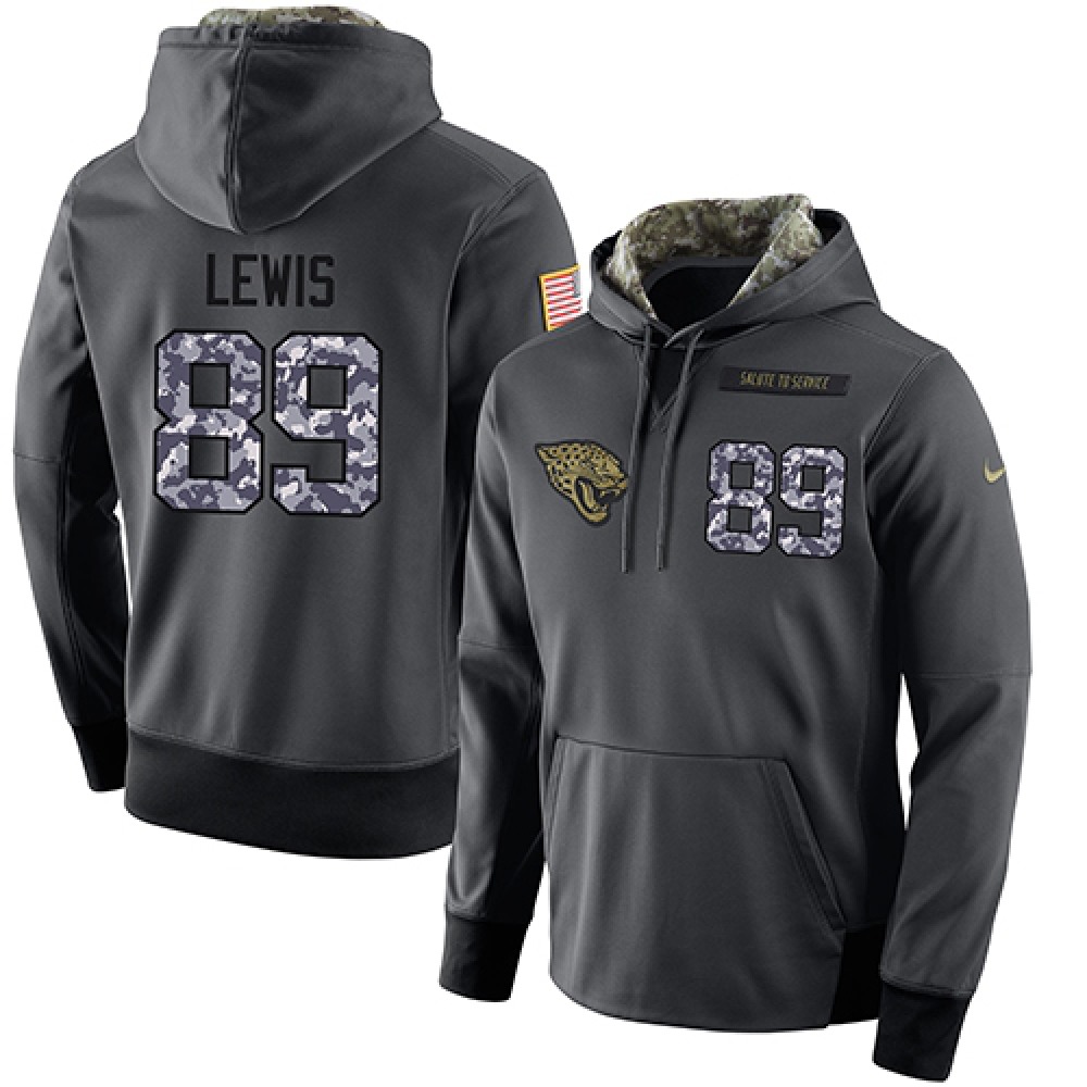 NFL Men's Jacksonville Jaguars #89 Marcedes Lewis Stitched Black Anthracite Salute to Service Player Performance Hoodie