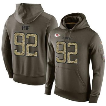 NFL Men's Kansas City Chiefs #92 Dontari Poe Stitched Green Olive Salute To Service KO Performance Hoodie