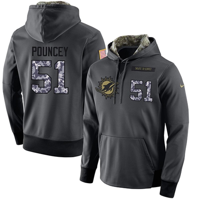 NFL Men's Nike Miami Dolphins #51 Mike Pouncey Stitched Black Anthracite Salute to Service Player Performance Hoodie NFL Men's Nike Miami Dolphins #51 Mike Pouncey Stitched Black Anthracite Salute to Service Player Performance Hoodie