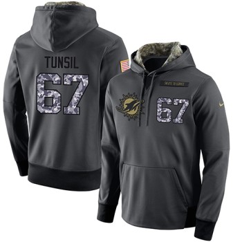 NFL Men's Miami Dolphins #67 Laremy Tunsil Stitched Black Anthracite Salute to Service Player Performance Hoodie