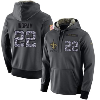 NFL Men's New Orleans Saints #22 Mark Ingram Stitched Black Anthracite Salute to Service Player Performance Hoodie NFL Men's New Orleans Saints #22 Mark Ingram Stitched Black Anthracite Salute to Service Player Performance Hoodie