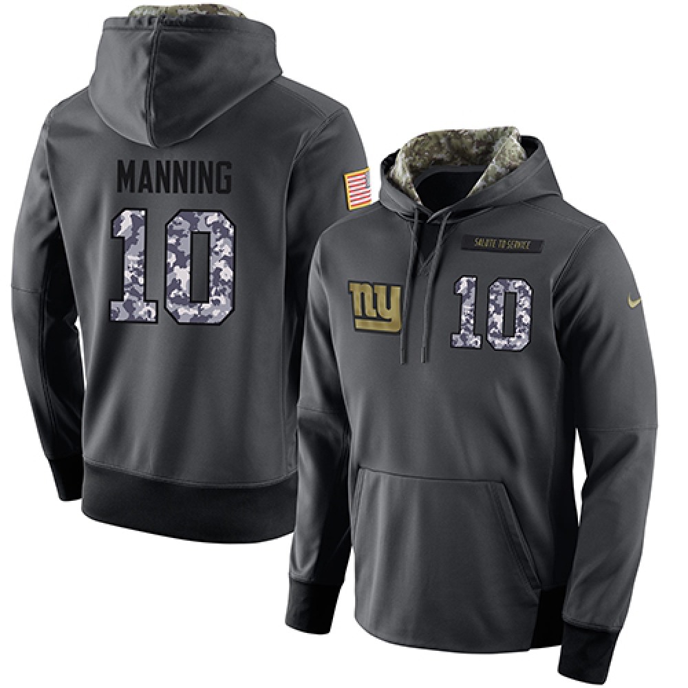 NFL Men's New York Giants #10 Eli Manning Stitched Black Anthracite Salute to Service Player Performance Hoodie