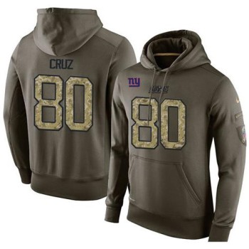 NFL Men's New York Giants #80 Victor Cruz Stitched Green Olive Salute To Service KO Performance Hoodie NFL Men's New York Giants #80 Victor Cruz Stitched Green Olive Salute To Service KO Performance Hoodie