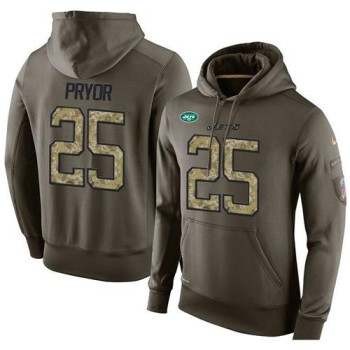 NFL Men's New York Jets #25 Calvin Pryor Stitched Green Olive Salute To Service KO Performance Hoodie NFL Men's New York Jets #25 Calvin Pryor Stitched Green Olive Salute To Service KO Performance Hoodie