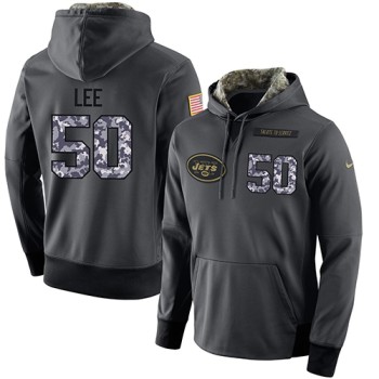 NFL Men's New York Jets #50 Darron Lee Stitched Black Anthracite Salute to Service Player Performance Hoodie