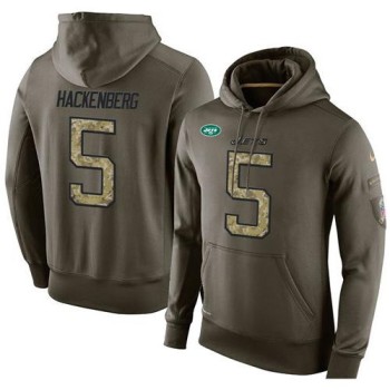 NFL Men's New York Jets #5 Christian Hackenberg Stitched Green Olive Salute To Service KO Performance Hoodie NFL Men's New York Jets #5 Christian Hackenberg Stitched Green Olive Salute To Service KO Performance Hoodie