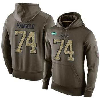 NFL Men's New York Jets #74 Nick Mangold Stitched Green Olive Salute To Service KO Performance Hoodie NFL Men's New York Jets #74 Nick Mangold Stitched Green Olive Salute To Service KO Performance Hoodie