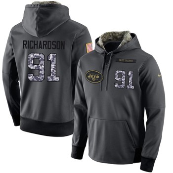 NFL Men's New York Jets #91 Sheldon Richardson Stitched Black Anthracite Salute to Service Player Performance Hoodie