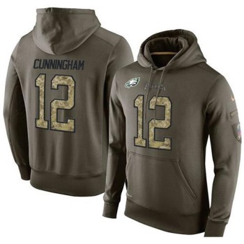 NFL Men's Philadelphia Eagles #12 Randall Cunningham Stitched Green Olive Salute To Service KO Performance Hoodie NFL Men's Philadelphia Eagles #12 Randall Cunningham Stitched Green Olive Salute To Service KO Performance Hoodie