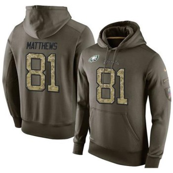 NFL Men's Philadelphia Eagles #81 Jordan Matthews Stitched Green Olive Salute To Service KO Performance Hoodie NFL Men's Philadelphia Eagles #81 Jordan Matthews Stitched Green Olive Salute To Service KO Performance Hoodie