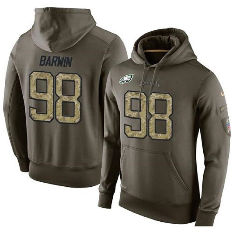 NFL Men's Philadelphia Eagles #98 Connor Barwin Stitched Green Olive Salute To Service KO Performance Hoodie