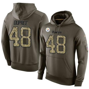 NFL Men's Pittsburgh Steelers #48 Bud Dupree Stitched Green Olive Salute To Service KO Performance Hoodie