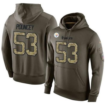 NFL Men's Pittsburgh Steelers #53 Maurkice Pouncey Stitched Green Olive Salute To Service KO Performance Hoodie