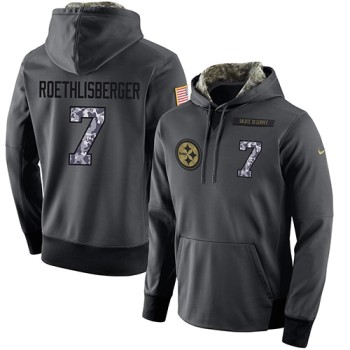 NFL Men's Pittsburgh Steelers #7 Ben Roethlisberger Stitched Black Anthracite Salute to Service Player Performance Hoodie
