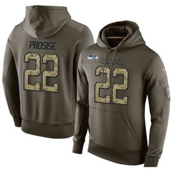 NFL Men's Seattle Seahawks #22 C. J. Prosise Stitched Green Olive Salute To Service KO Performance Hoodie NFL Men's Seattle Seahawks #22 C. J. Prosise Stitched Green Olive Salute To Service KO Performance Hoodie
