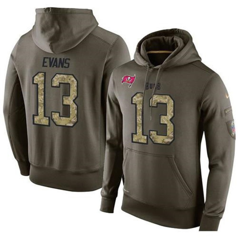 NFL Men's Tampa Bay Buccaneers #13 Mike Evans Stitched Green Olive Salute To Service KO Performance Hoodie