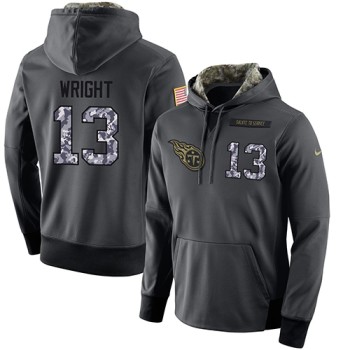 NFL Men's Tennessee Titans #13 Kendall Wright Stitched Black Anthracite Salute to Service Player Performance Hoodie