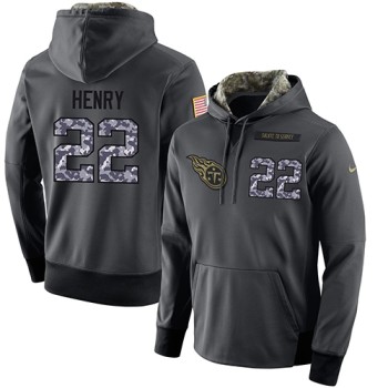 NFL Men's Tennessee Titans #22 Derrick Henry Stitched Black Anthracite Salute to Service Player Performance Hoodie