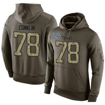 NFL Men's Tennessee Titans #78 Jack Conklin Stitched Green Olive Salute To Service KO Performance Hoodie